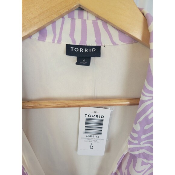 NWT Torrid Midi Studio Crepe De Chine Collared Shirt Dress White Zebra S… - Picture 8 of 10